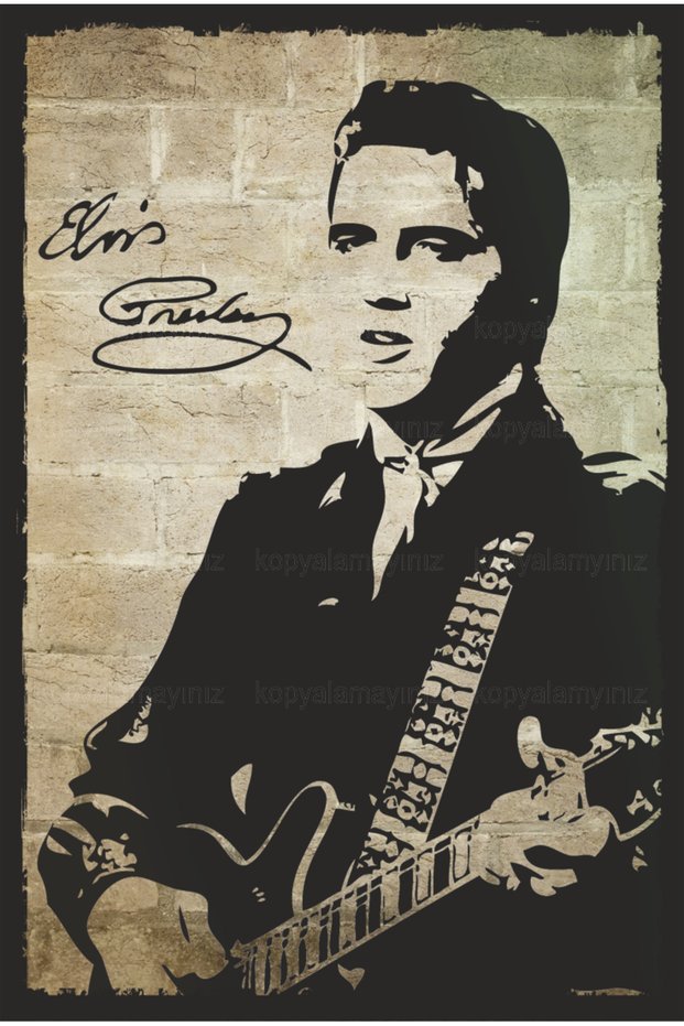 Elvis Presley Rock and Roll Music Home Decoration Painting Retro Wood Poster