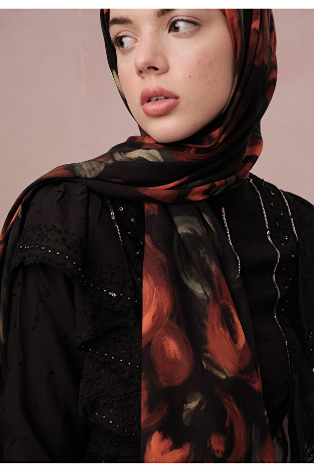 شال فوال منقوش باللون الأحمر - 2