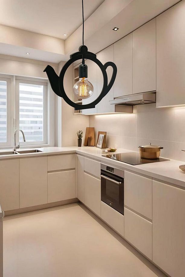 Kettle Çaydanlık Avize Sarkıt Modern Tekli Avize Retro Mutfak Cafe Otel Restaurant Tavan Lamba Çaycı - 3