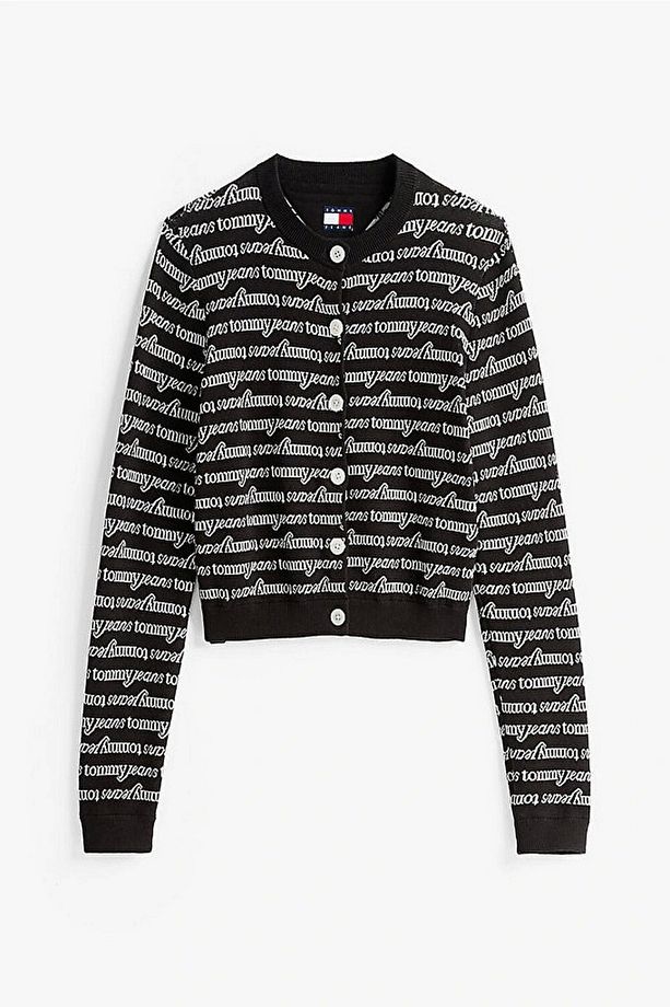 Tommy Jeans Tjw Crp Scrıpt Aop Cardıgan Kadın Siyah Hırka Dw0dw193400gm - 4