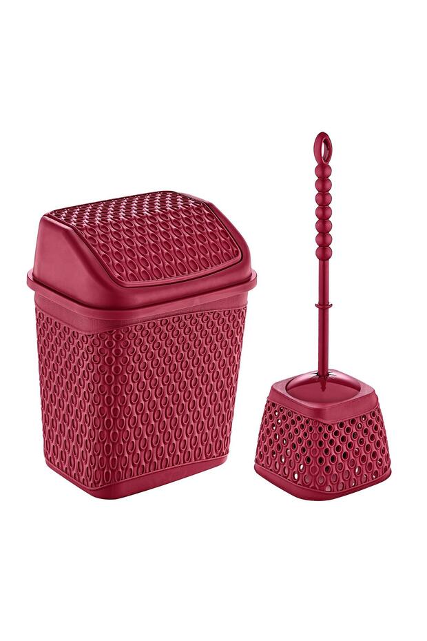 Red Katre - Trash Can and Toilet Brush