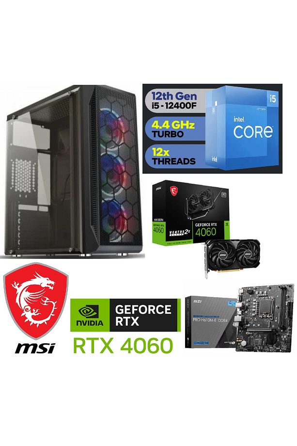 DDR4 GAMİNG PC / 8 GB RTX-4060 / i5-12400F / 16 GB DDR4 RAM / 500 GB M.2 SSD / WİN11 PRO - 1