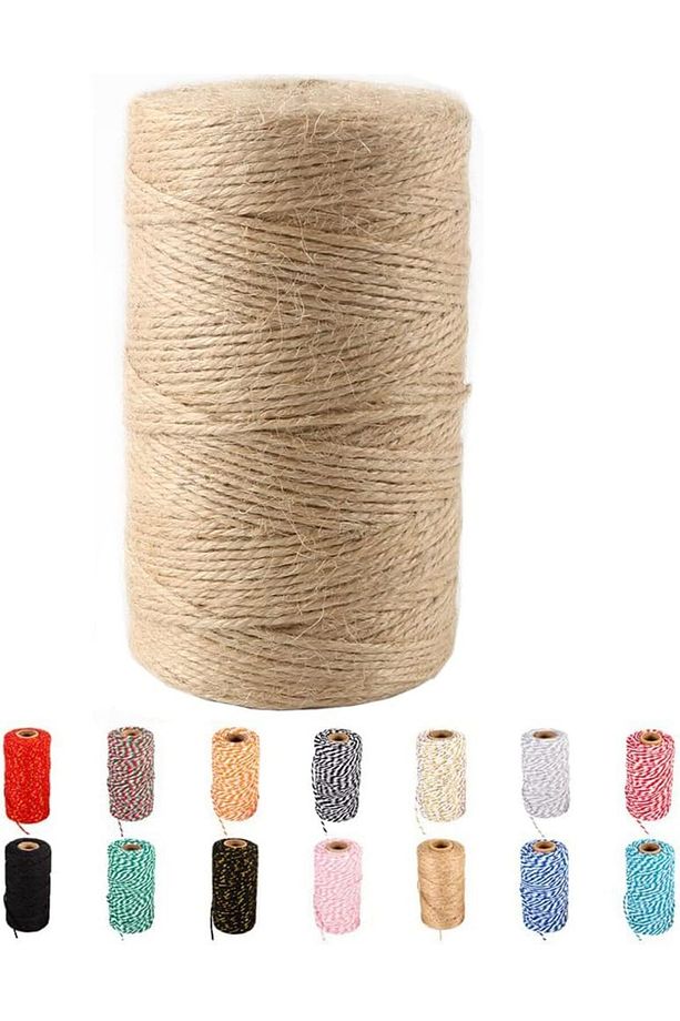 1000 Metre(Bobin) Hediye Poşeti Süsleme İpi Jut İp Doğal İp Kırnap İpi Paketleme Süs İpi - 1