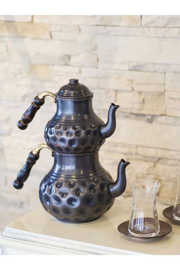 Bakır Çaydanlık Gamzeli Model Oksitli Renk - 1