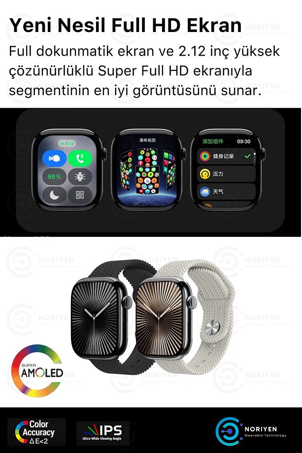 Yeni Nesil Watch 10 Amoled Full HD Ekran Yapay Zeka iOS Android Uyumlu HK10 Pro Max Akıllı Saat - 2
