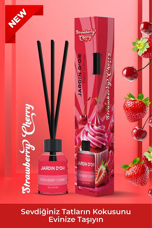 Strawberry Cherry Reed Diffuser 50 ml / Çilek Kiraz Çubuklu Oda Kokusu - 2