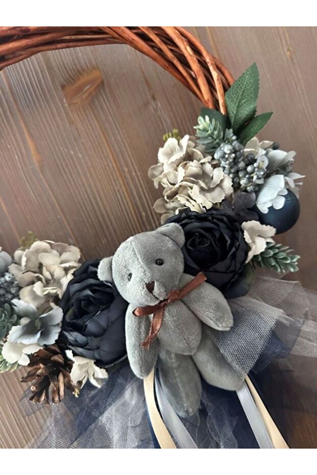 KAPI SÜSÜ  Bambu Çelenk, 25Cm MAVİ - 3