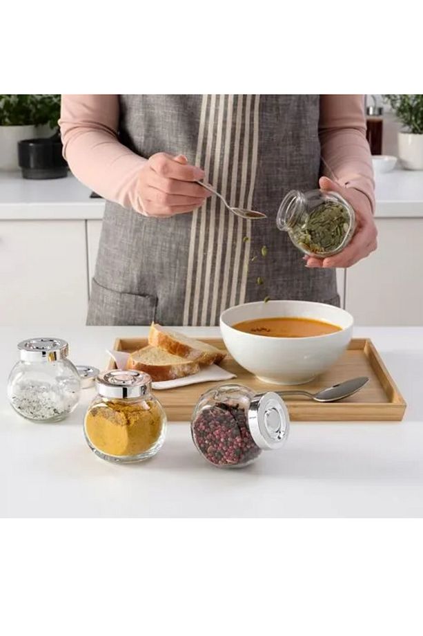 Premium Ürün Dayanıklı Şık Tasarım Doldurma Kolaylığı 15 Cl 4 Adet Cam Baharat Kavanozu RAJTAN - 2