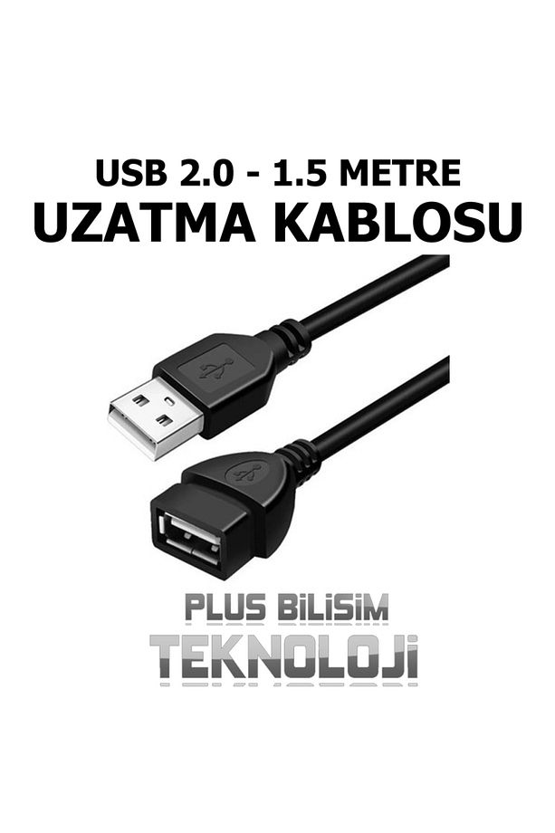 OEM Usb 2.0 Uzatma Kablosu 1.5 Metre Erkek - Dişi Yüksek Hız Plus Bilişim - 3