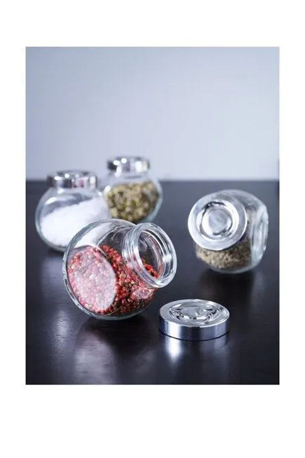Premium Ürün Dayanıklı Şık Tasarım Doldurma Kolaylığı 15 Cl 4 Adet Cam Baharat Kavanozu RAJTAN - 3