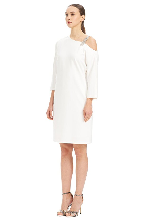 Omuz Dekolteli Mini Elbise - 2