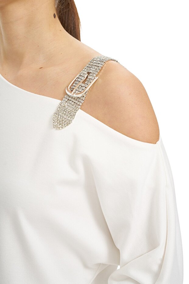 Omuz Dekolteli Mini Elbise - 5