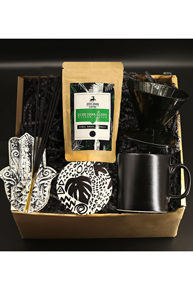 V60 Dripper Filtre Kahve Demliği & Kupa Bardak & Filtre Kahve & Waffle & Tütsü Tabağ Hediye Seti - 1