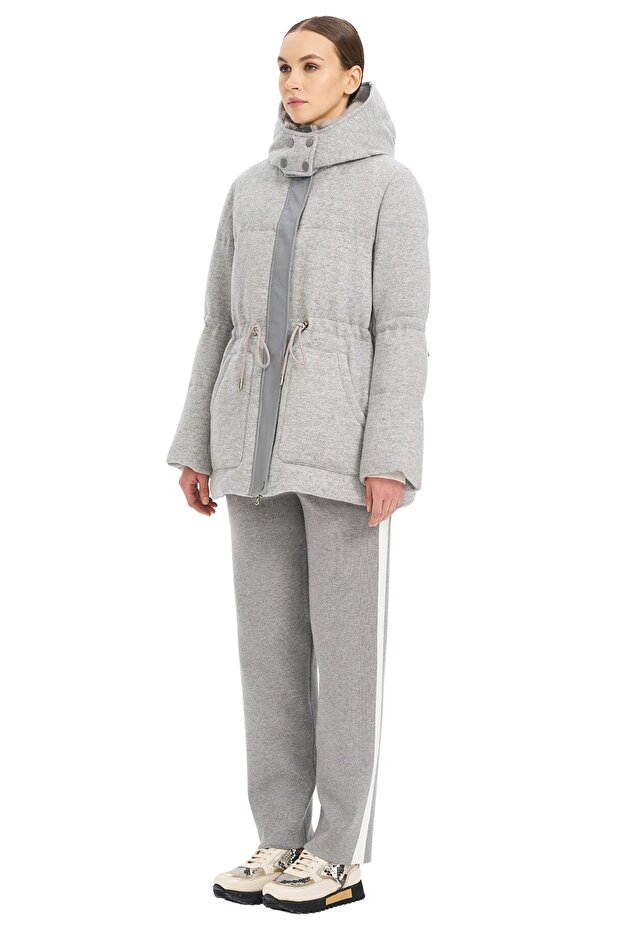 Kapüşonlu Bel Lastikli Mont - 2