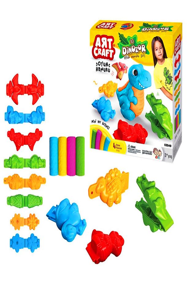 3D Dinozor oyun Hamuru ve kalıplar Seti 200 gr - 1