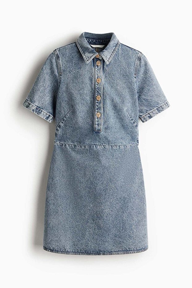 Collared denim dress