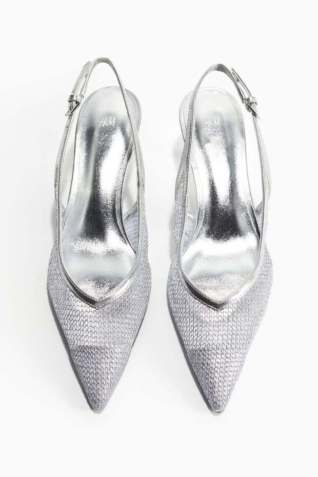 Mesh slingback court shoes