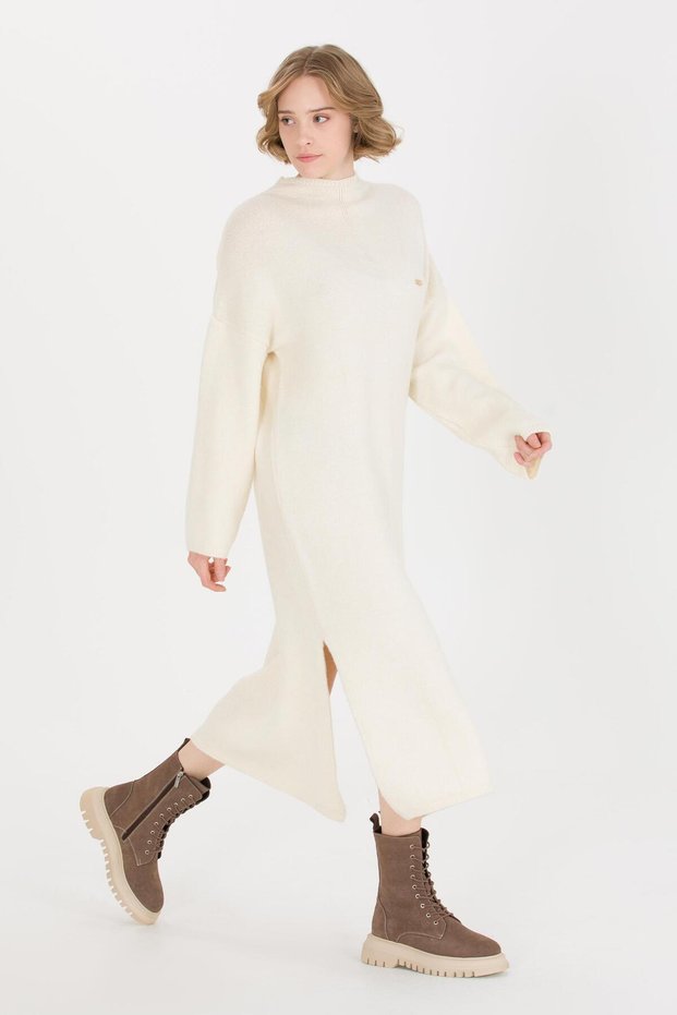 Women's Cream Melange Knitwear Dress