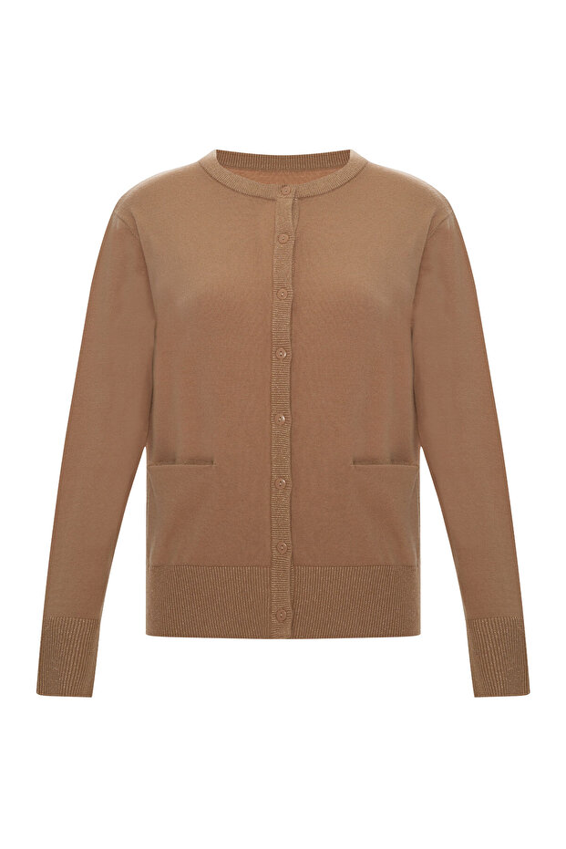 Düğmeli Simli Cepli Triko Hırka - 8