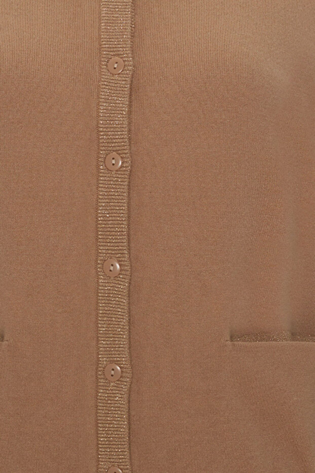 Düğmeli Simli Cepli Triko Hırka - 9