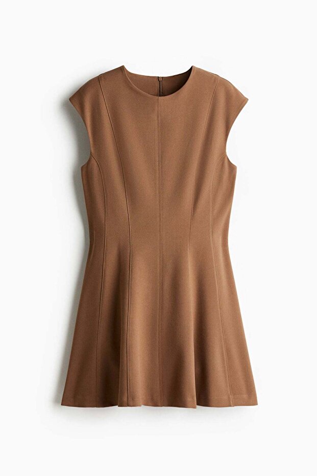 Flared-skirt twill dress