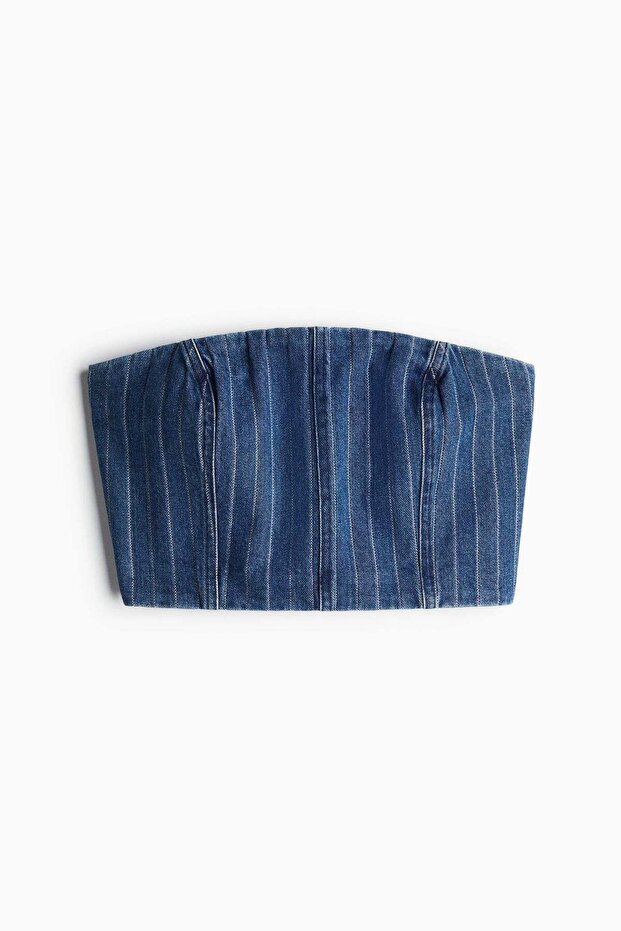 Cropped denim bandeau top