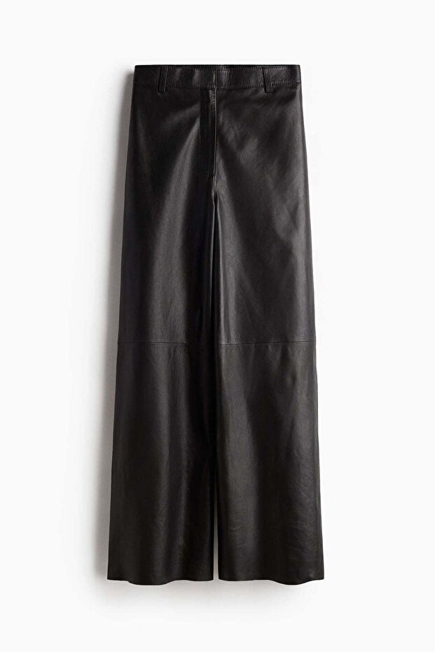Straight leather trousers