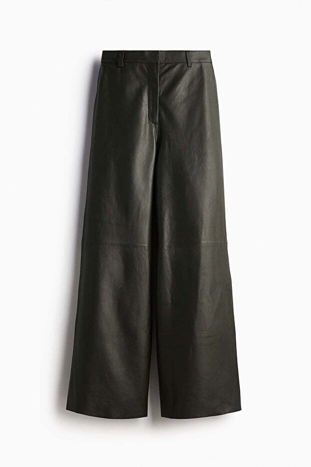 Straight leather trousers