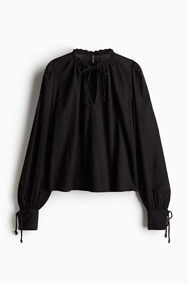 Tie-detail cotton blouse