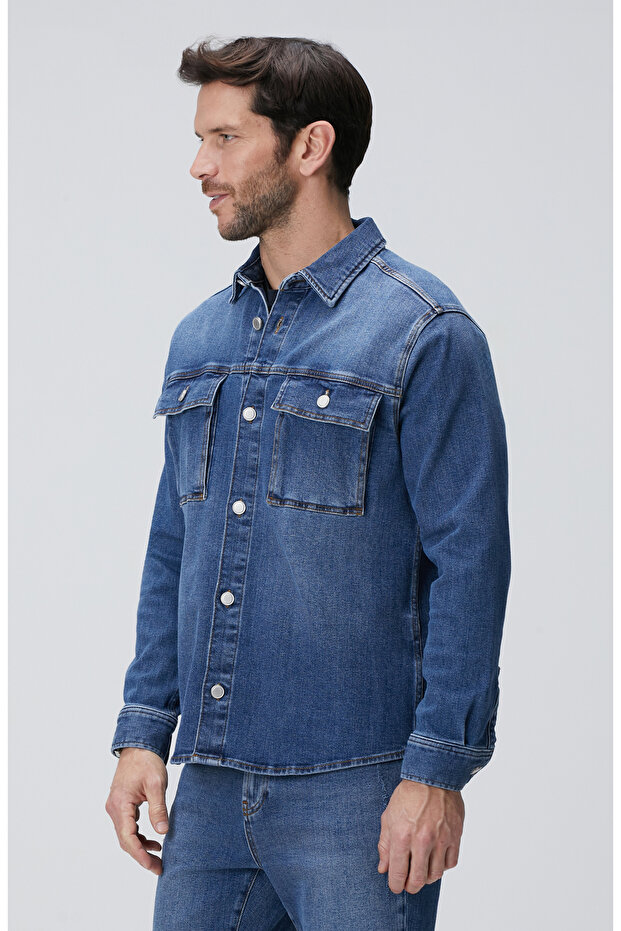 Mavi  Denim Gömlek - 4