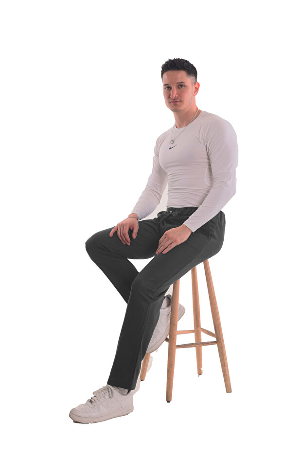 Men's Cargo Pocket Anthracite Sweatpants (with Large Size Option)