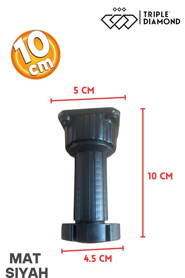 Ayarlanabilir 10cm -15cm Dolap Mobilya Mutfak Tezgah Yükseltici Ayağı Siyah Denge Ayakları (4 ADET) - 3