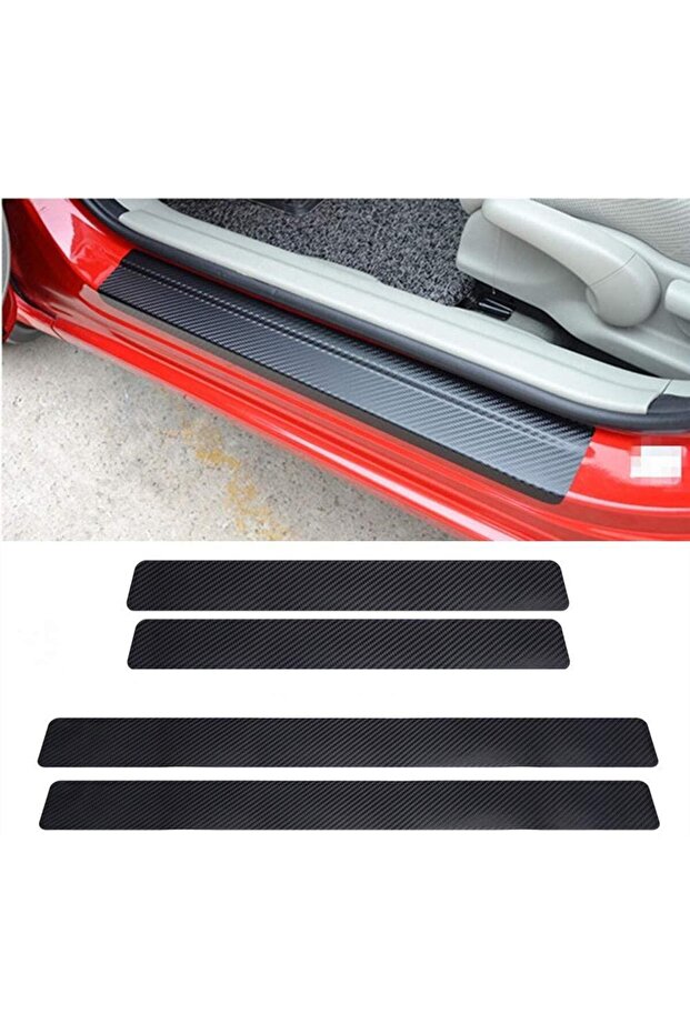 Black Carbon Door Sill Auto Sticker (4 Pcs)