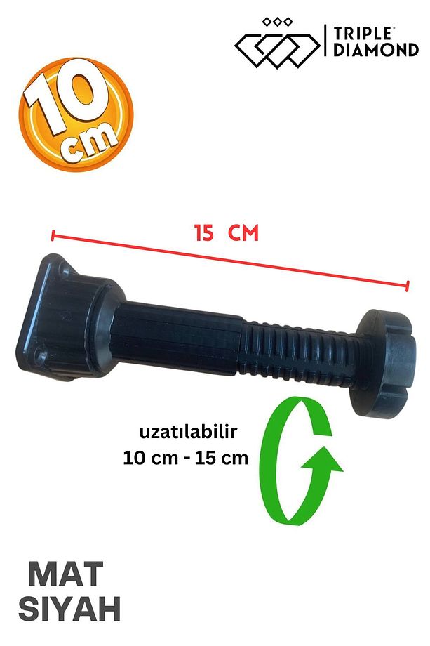 Ayarlanabilir 10cm -15cm Dolap Mobilya Mutfak Tezgah Yükseltici Ayağı Siyah Denge Ayakları (4 ADET) - 2