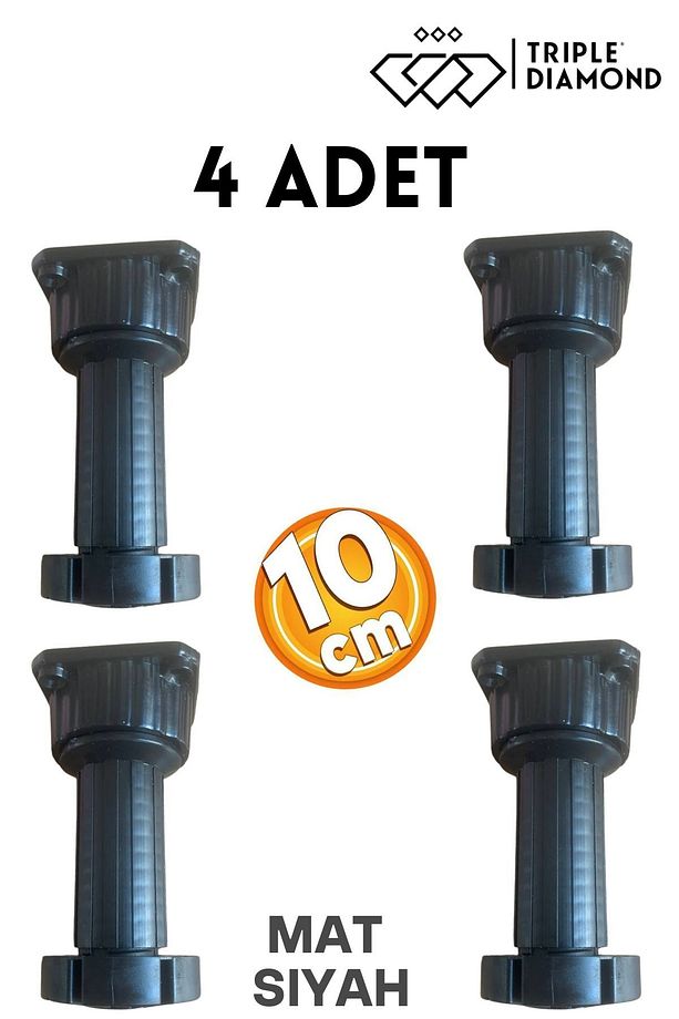 Ayarlanabilir 10cm -15cm Dolap Mobilya Mutfak Tezgah Yükseltici Ayağı Siyah Denge Ayakları (4 ADET) - 1