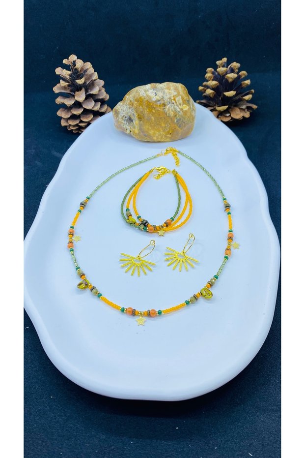 Handmade Ethnic Authentic Hippie Bohemian Necklace Bracelet Earrings Set of 3