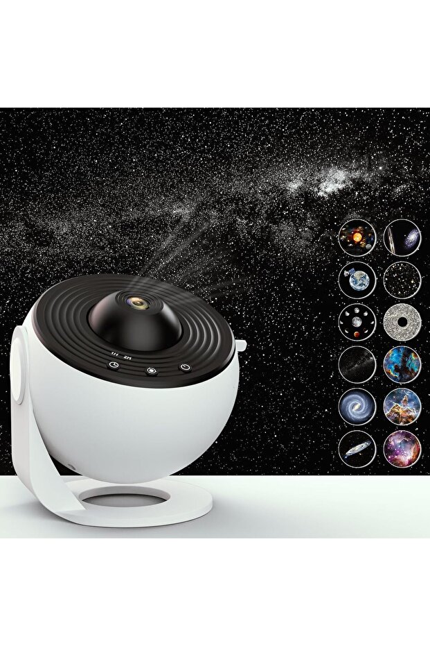 Star Projector - Planetarium Night Light, 360-degree Rotation, 12 4K Discs, White