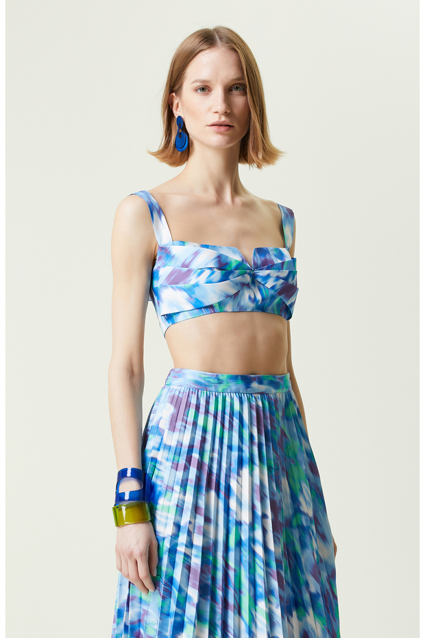 Mavi Askılı Desenli Büstiyer - 3