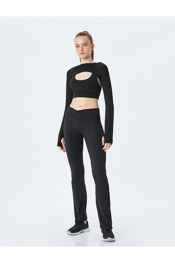 Yüksek Bel İspanyol Paça Slim Fit Spor Tayt - 2