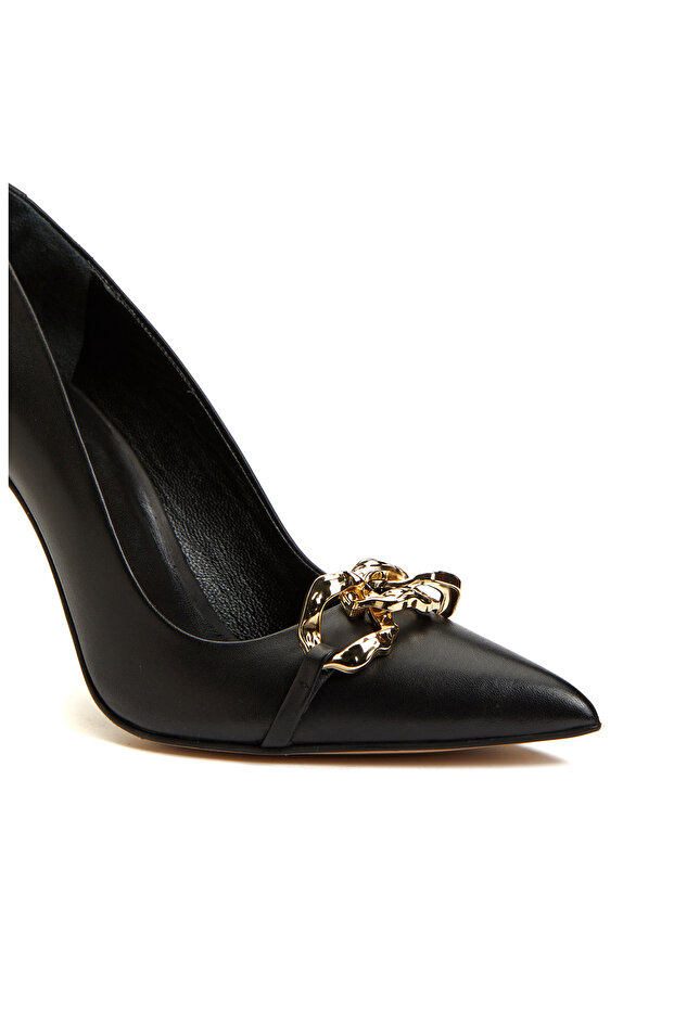 Siyah Deri Stiletto - 6