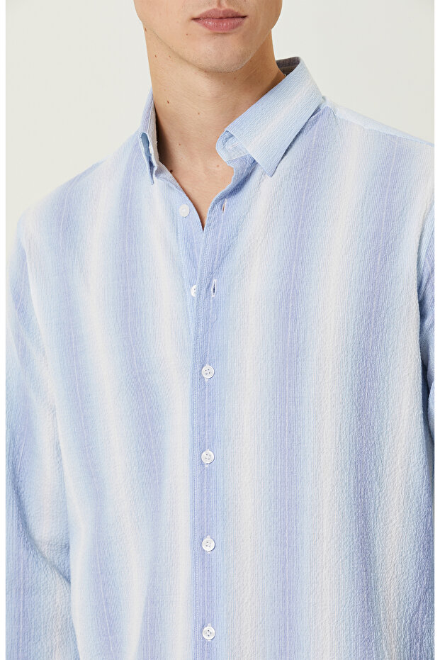 Mavi Çizgili Gömlek - 5