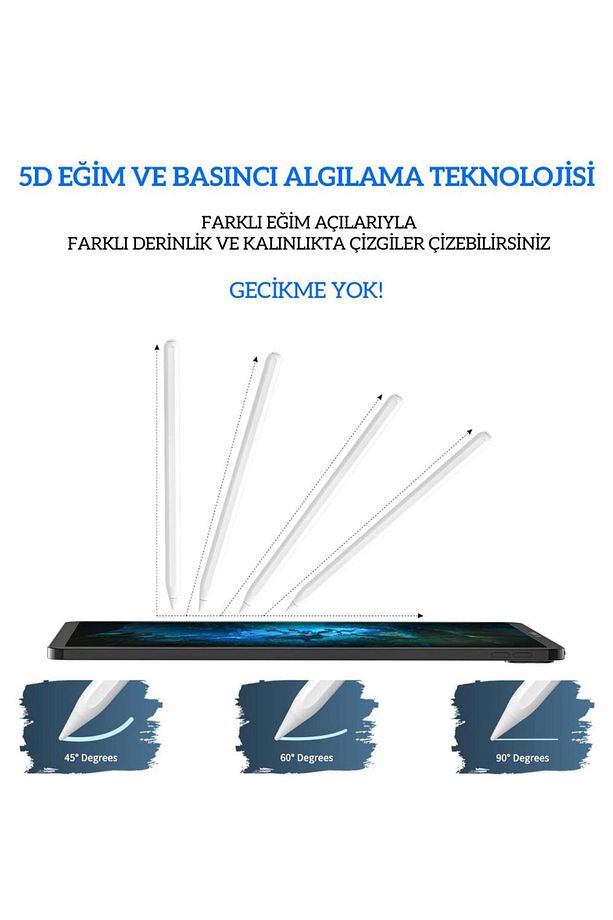 iPad Air 4 5 Pro 11 12.9 Mini 6 Uyumlu Kablosuz Şarj Palm Rejection Stylus Kalem - 7