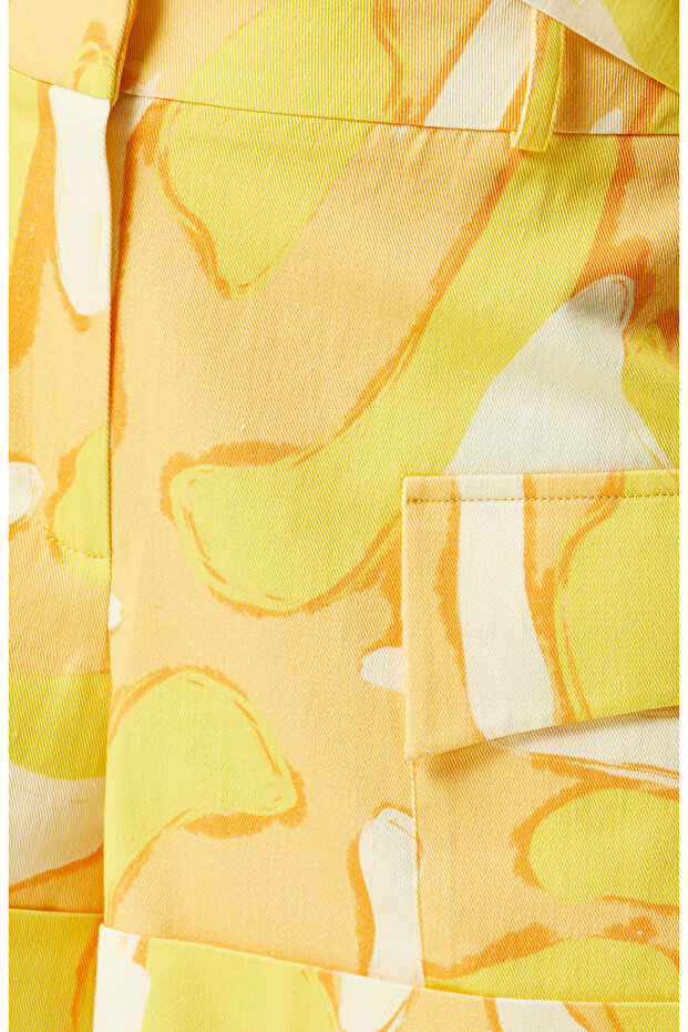 Sarı Desenli Mini Şort - 5