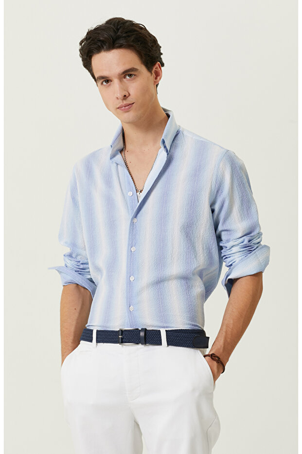 Mavi Çizgili Gömlek - 1