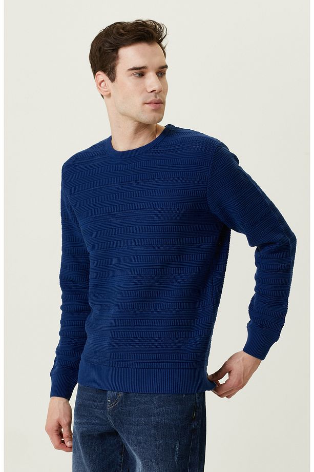 Saks Desenli Triko Kazak - 3