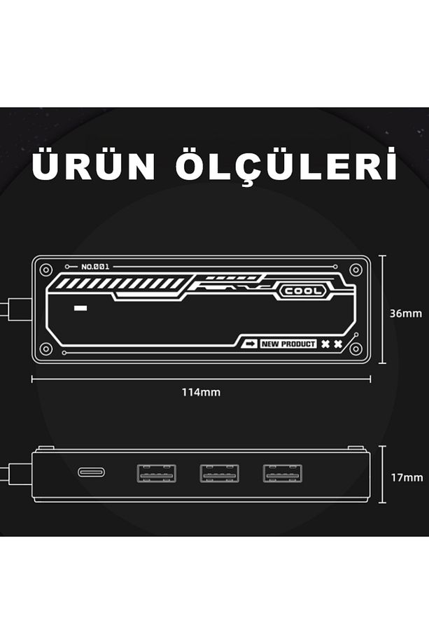 Type-c 3x Usb 3.0 Hub Pd Hdmı Şarj Girişli Hub Çevirici Adaptör Sw5h - 7