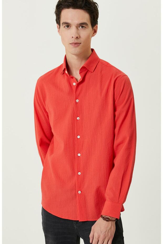 Nar Çiçeği Gofreli Gömlek - 7