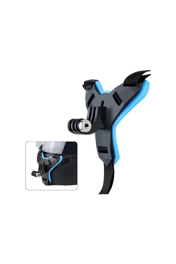 GoPro Aksiyon Kamera Kask Alt Çene Bağlantı Aparatı Pratik Mavi - 6