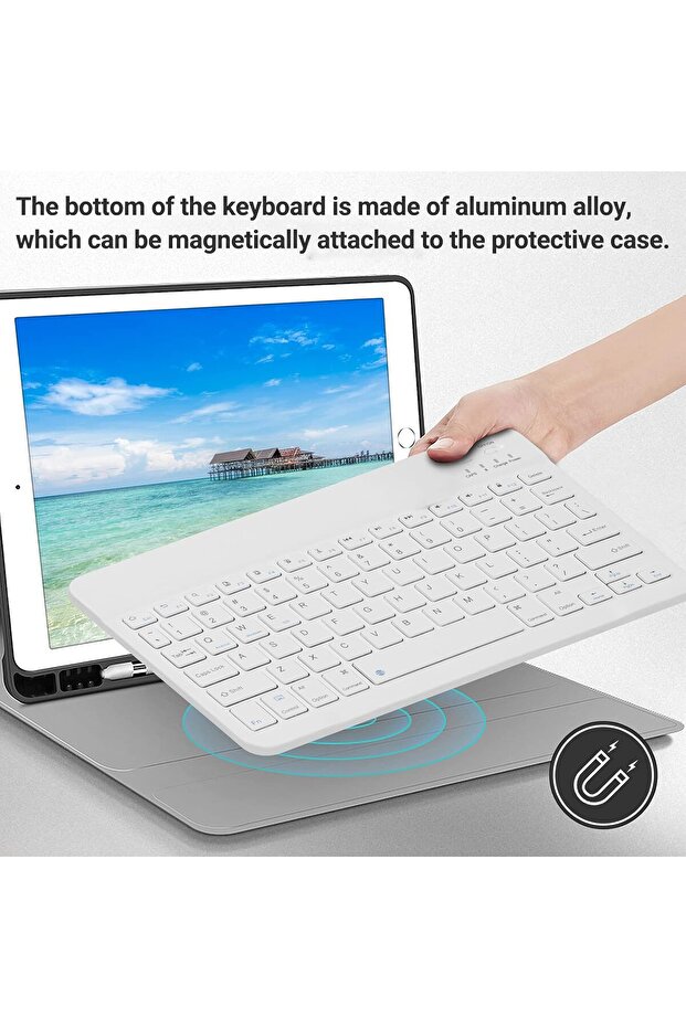 Wireless Bluetooth Keyboard Mouse Combo, Ultra-Thin 2.4GHz Set, iOS, Android & Windows (White) - 4