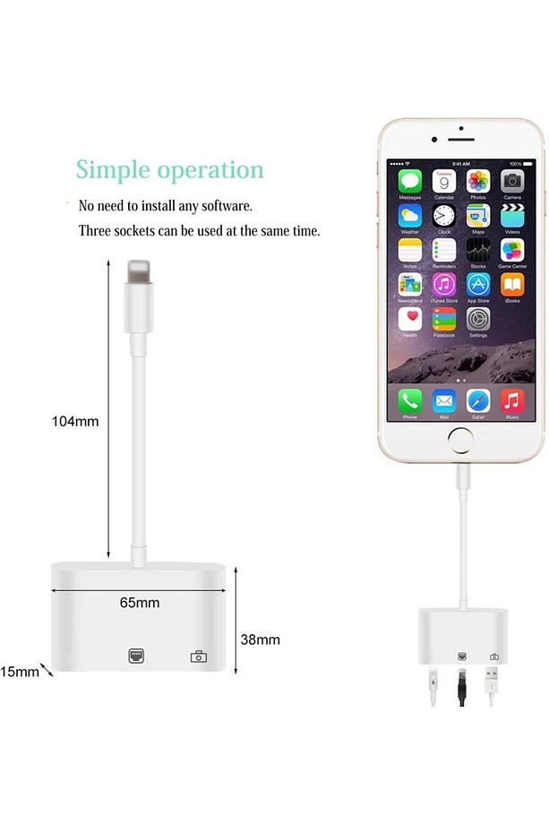 Iphone Ipad Lightning Gigabit Ethernet Kamera Şarj Adaptörü Nk107 - 5